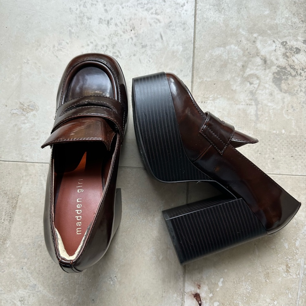 Madden Girl Dark Brown Platform Loafers